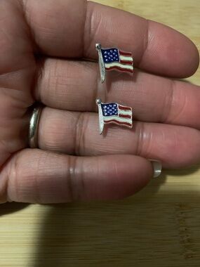 American Flag 🇺🇸 Enamel Stud Earrings - Red, White & Blue